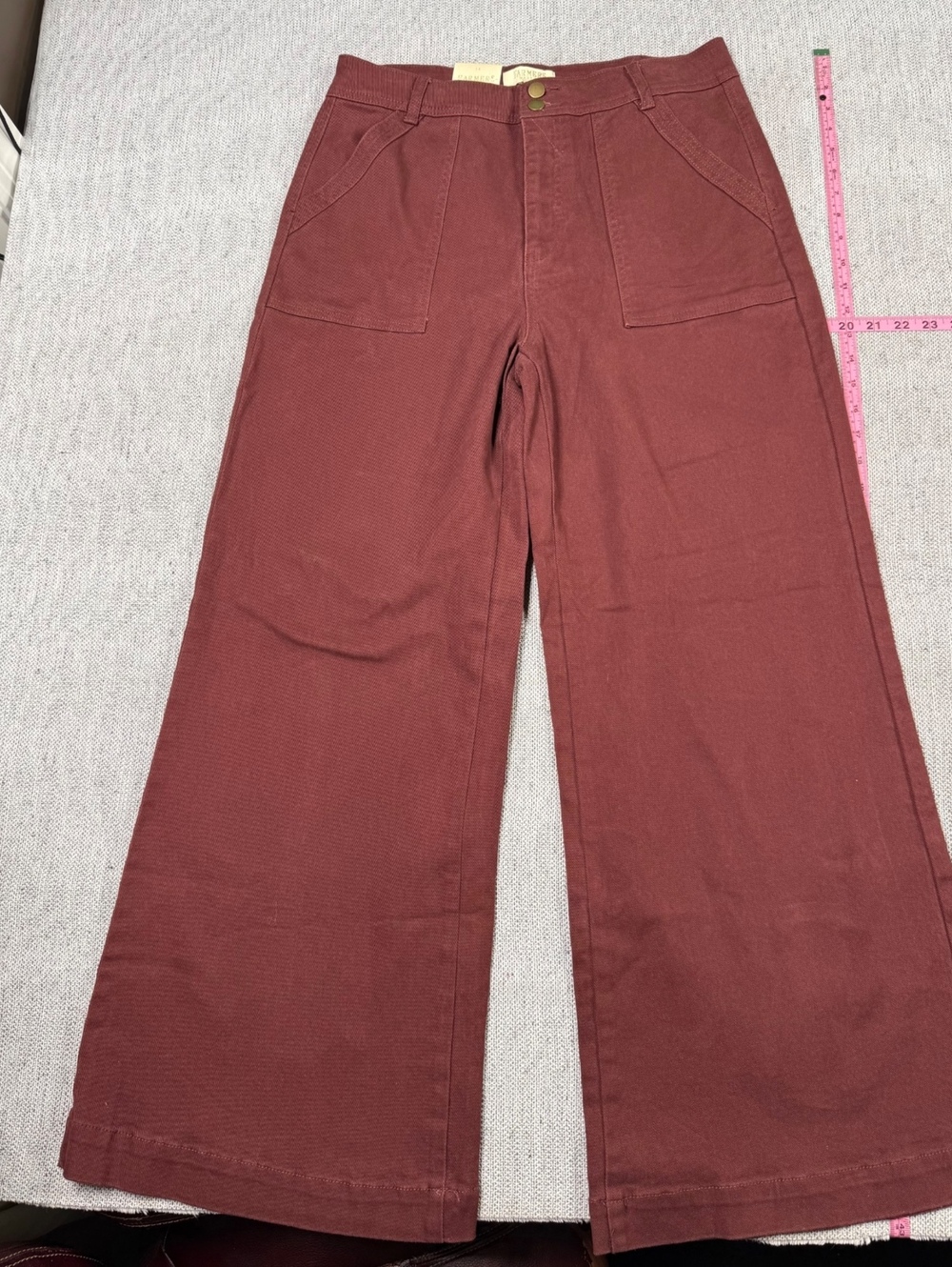Farmers NWT Market High Rise Wide Leg Pants Size 14 Burgundy